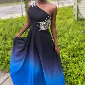 Dark blue ombré formal dress